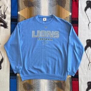 Vintage Y2K Detroit Lions NFL Football Crewneck Sweatshirt Size XL Blue